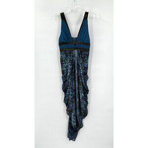 BEBE dress 100% silk 90s inspired floral Y2K sleeveless cutout party colorful XS